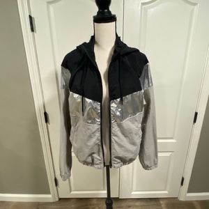 black, silver, and grey zip up!!